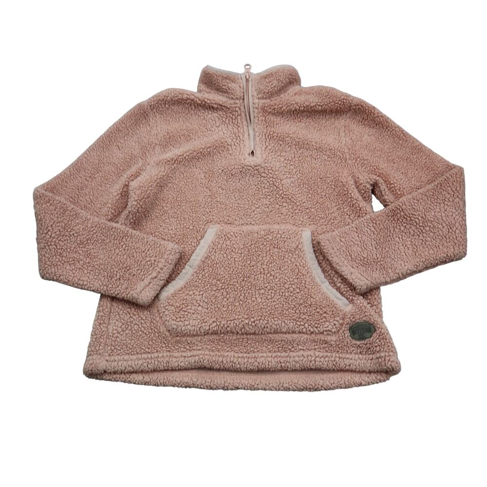 Outdoor Kids Sweater Girls Large Pink Casual Pullover Sweatshirt Teddy Fleece